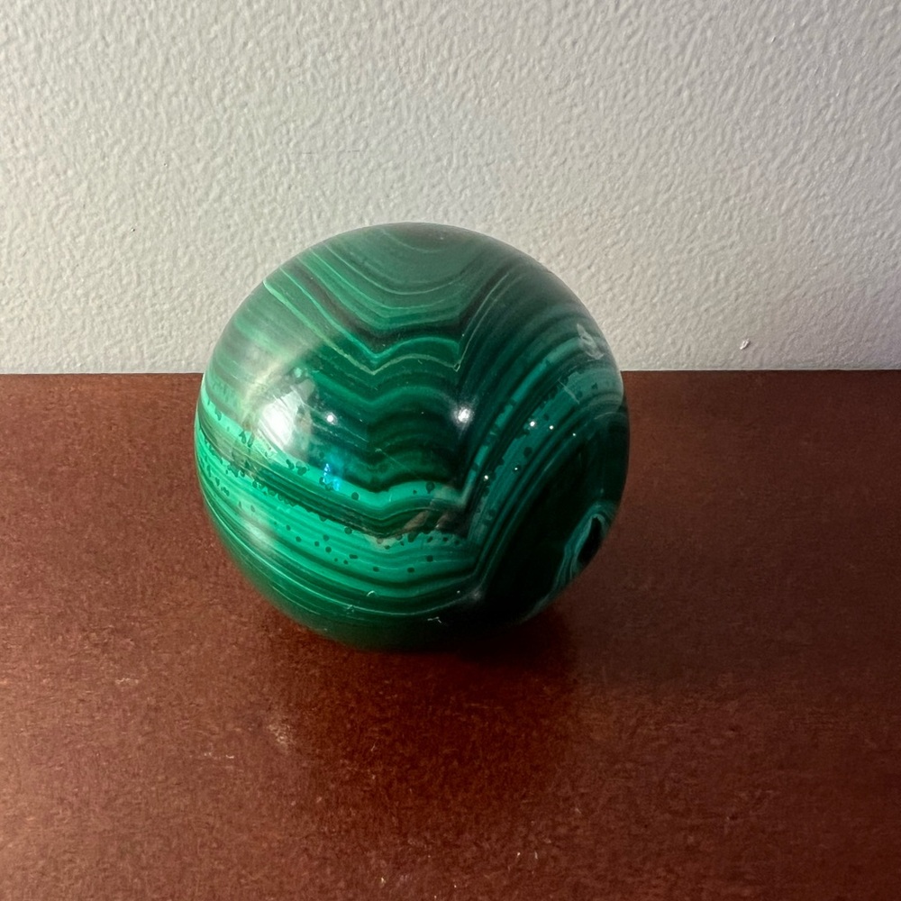 Green Malachite Crystal Sphere (by itself)